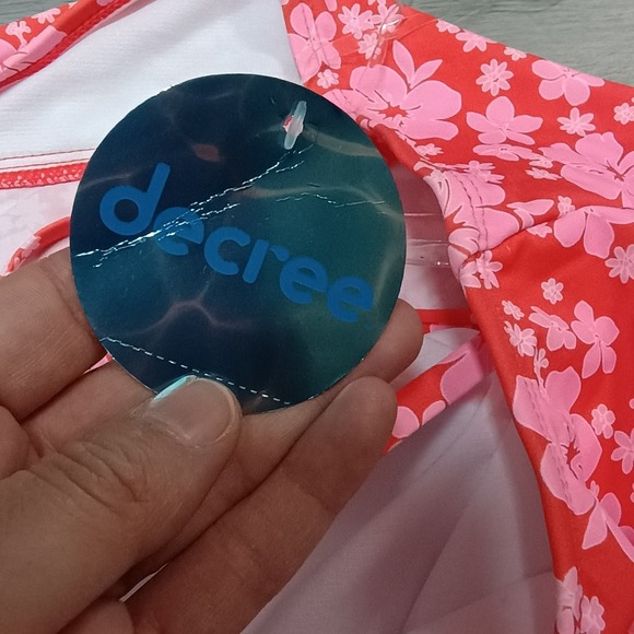 Decree Pink Red Floral Tankini Halter Top Swimsuit Bikini Size 3x - Picture 3 of 9